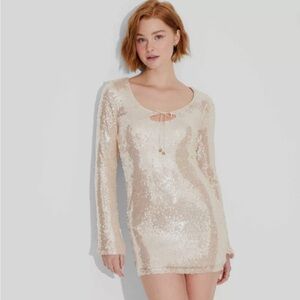 Wild Fable Women's Long Sleeve Sequin Mini Holiday Dress